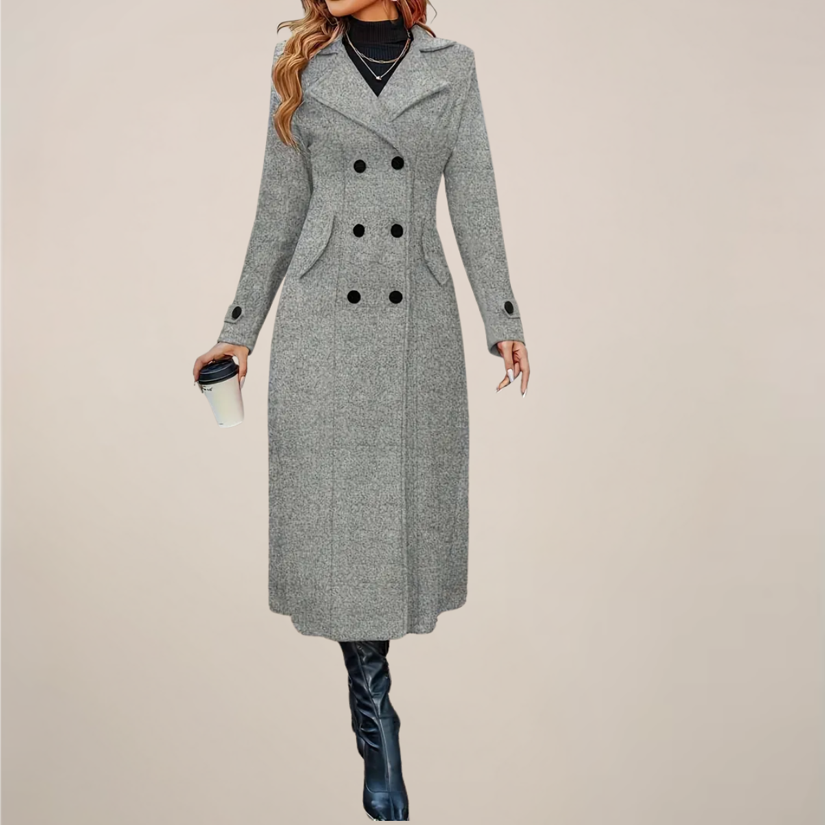 Classic Women's Long Coat - Warm Winter Overcoat Design - Nocini