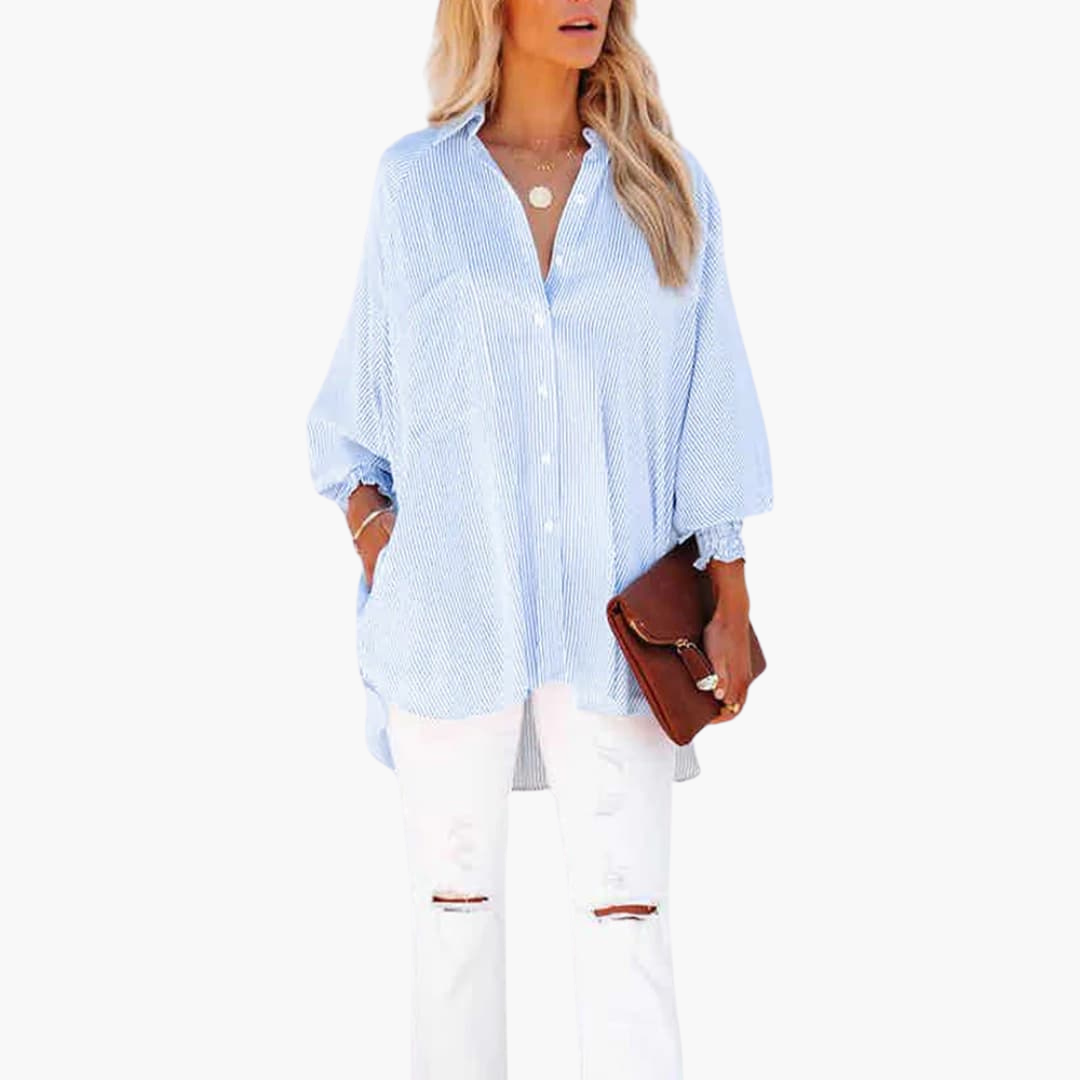 Relaxed Fit Women's Button Front Shirt - Olytrend