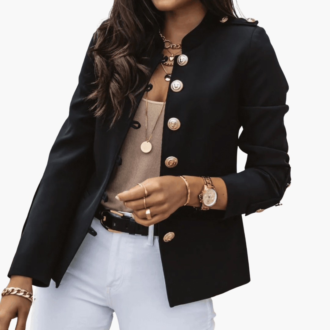 Women's Casual Fall Coat with Buttons and Pockets - Olytrend
