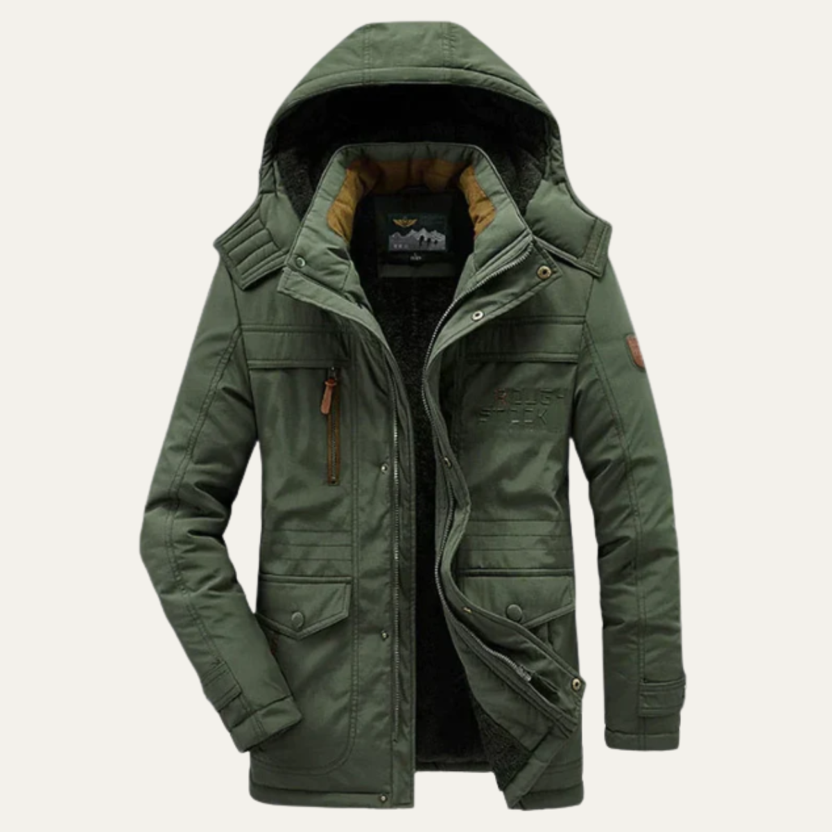 Thermal Men's Insulated Fleece Hooded Parka Jacket