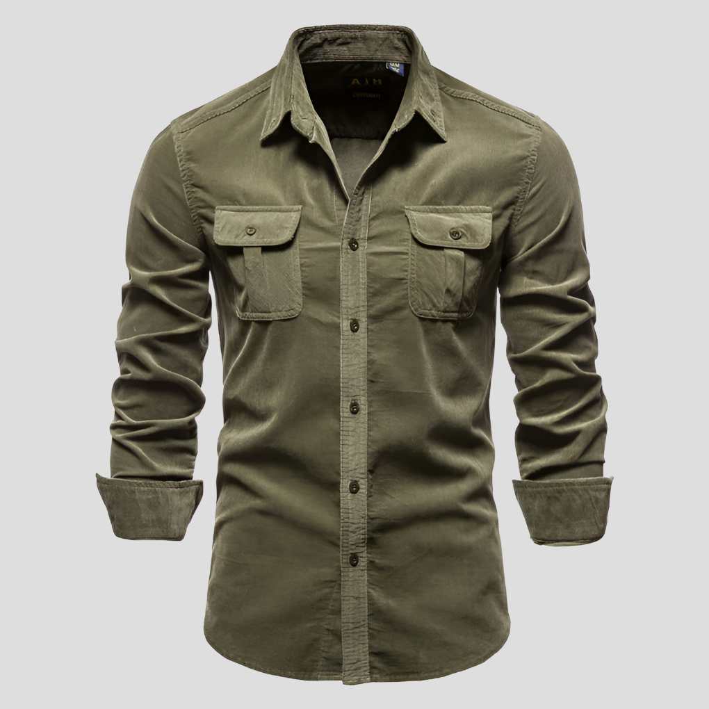 Rugged Cotton Shirt for Men Classic Casual Style - Olytrend