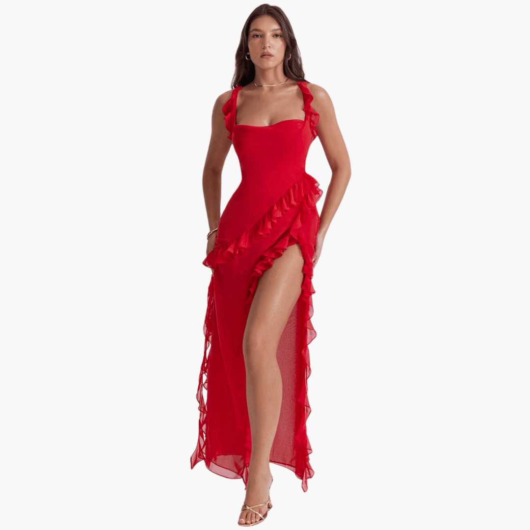 Flowy Womens Summer Maxi Dress with High Split - Olytrend