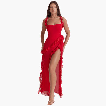 Flowy Womens Summer Maxi Dress with High Split - Olytrend
