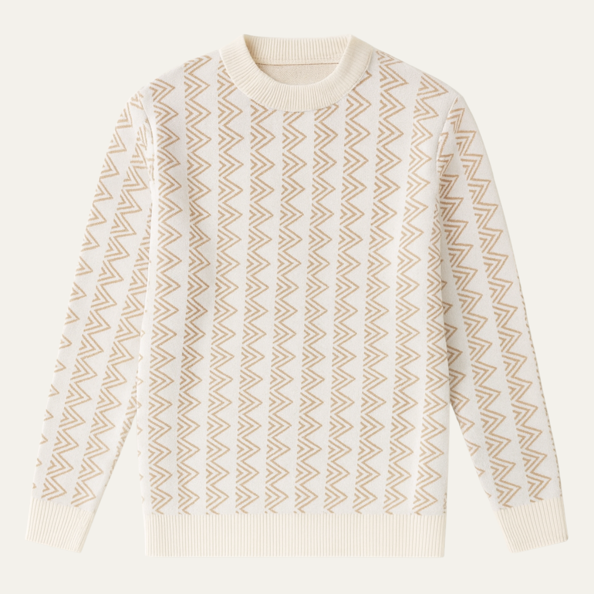 Cozy Mens Geometric Knit Crew Neck Sweater - Nocini