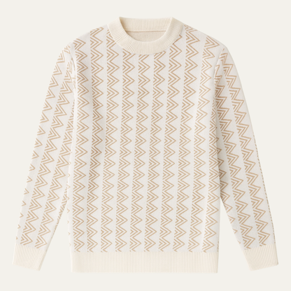 Cozy Mens Geometric Knit Crew Neck Sweater - Nocini