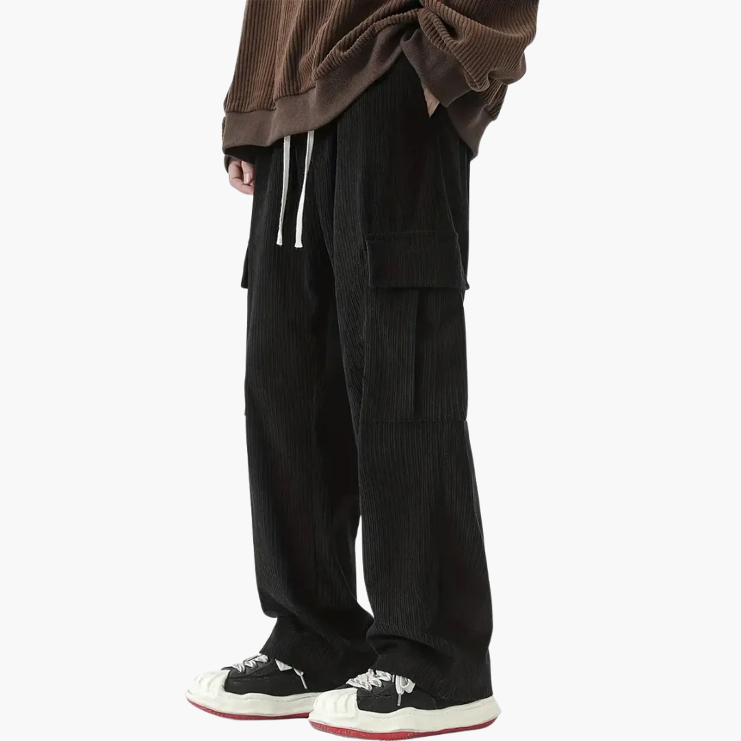 Comfortable Mens Cord Pants with Stretch Waist - Olytrend