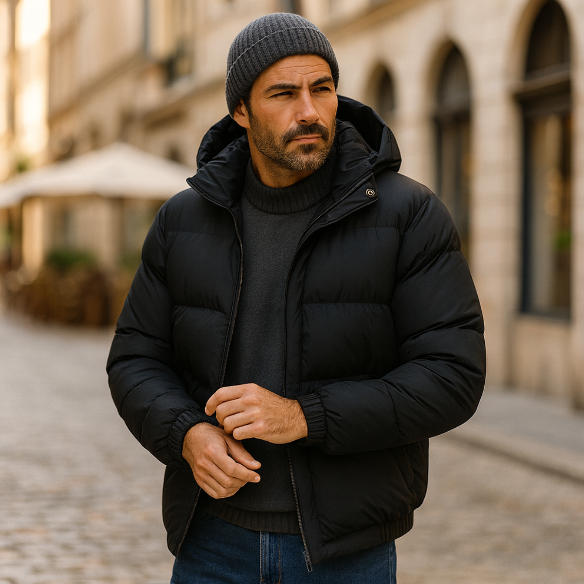 Warm Waterproof Men's Down Hooded Parka Jacket
