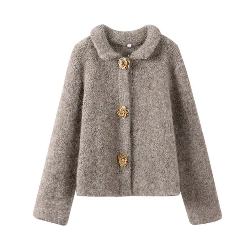 Soft Crew Neck Women's Cardigan - Nocini