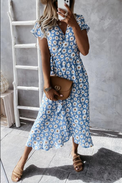 Loose Fit Floral A-Line Summer Dress