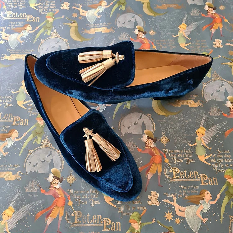 Ladies Gold Tassel Slip On Shoes