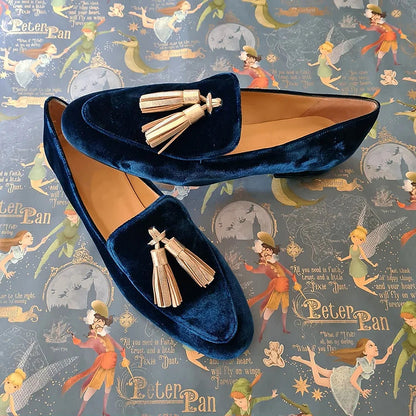 Ladies Gold Tassel Slip On Shoes