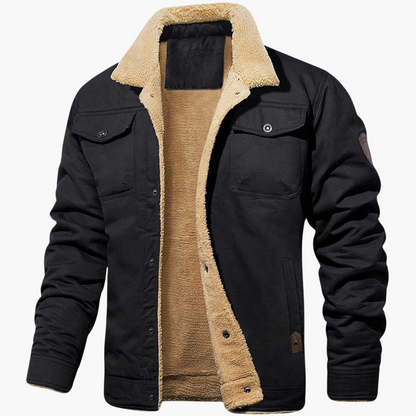 Men's Zip Up Faux Fur Lined Leather Jacket - Olytrend