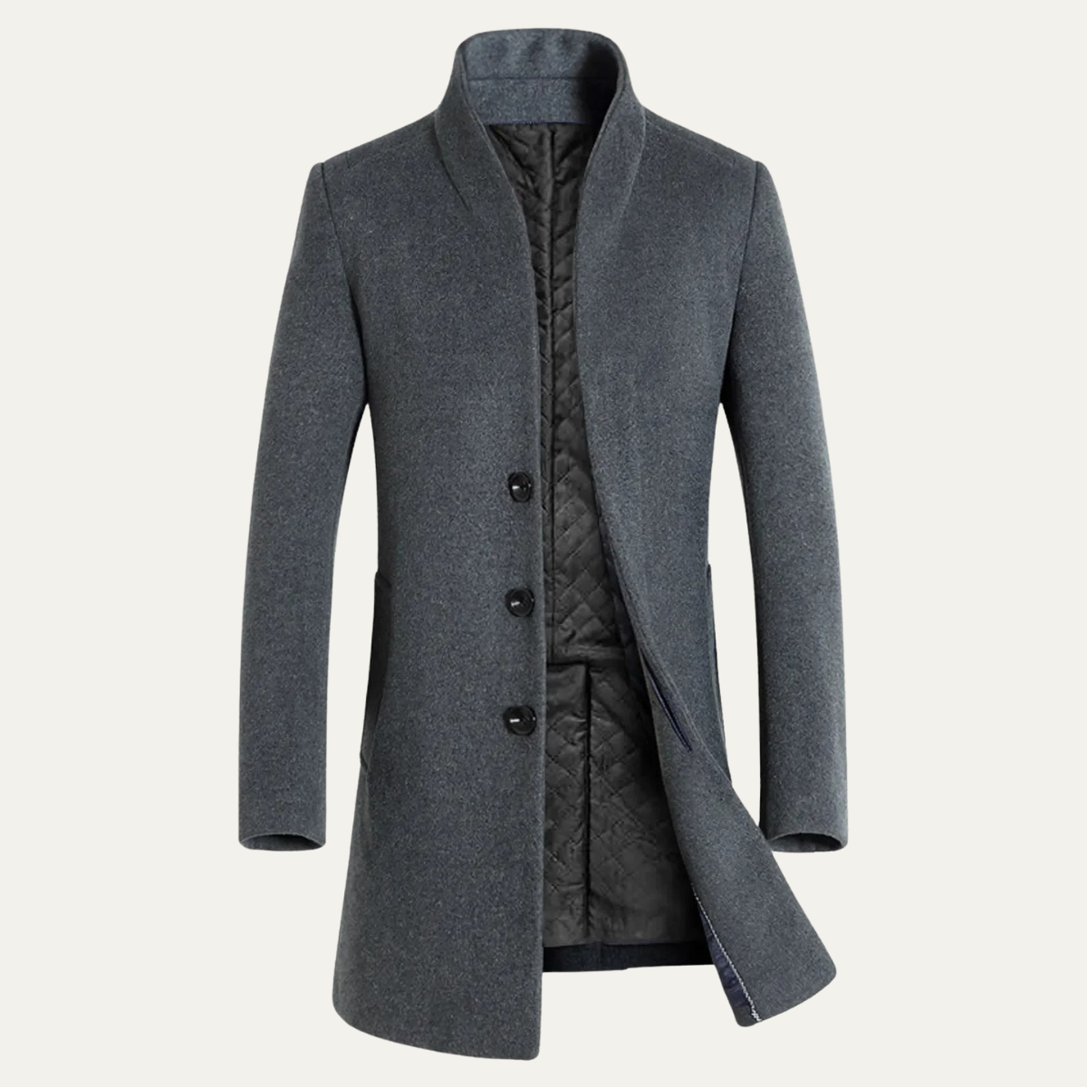 Classic Men's Wool Trench Coat with Collar - Nocini