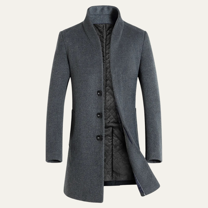 Classic Men's Wool Trench Coat with Collar - Nocini