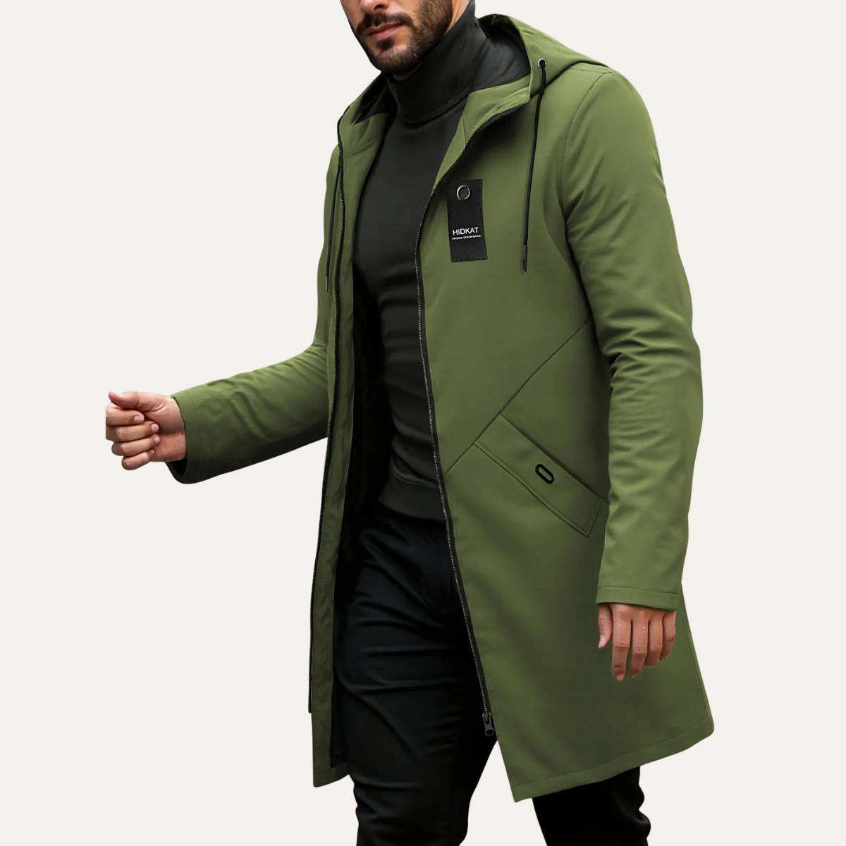 Men's Slim Fit Hoodie Jacket with Drawstring Waist
