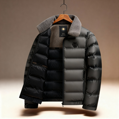 Warm Quilted Puffer Coat with Fleece Collar
