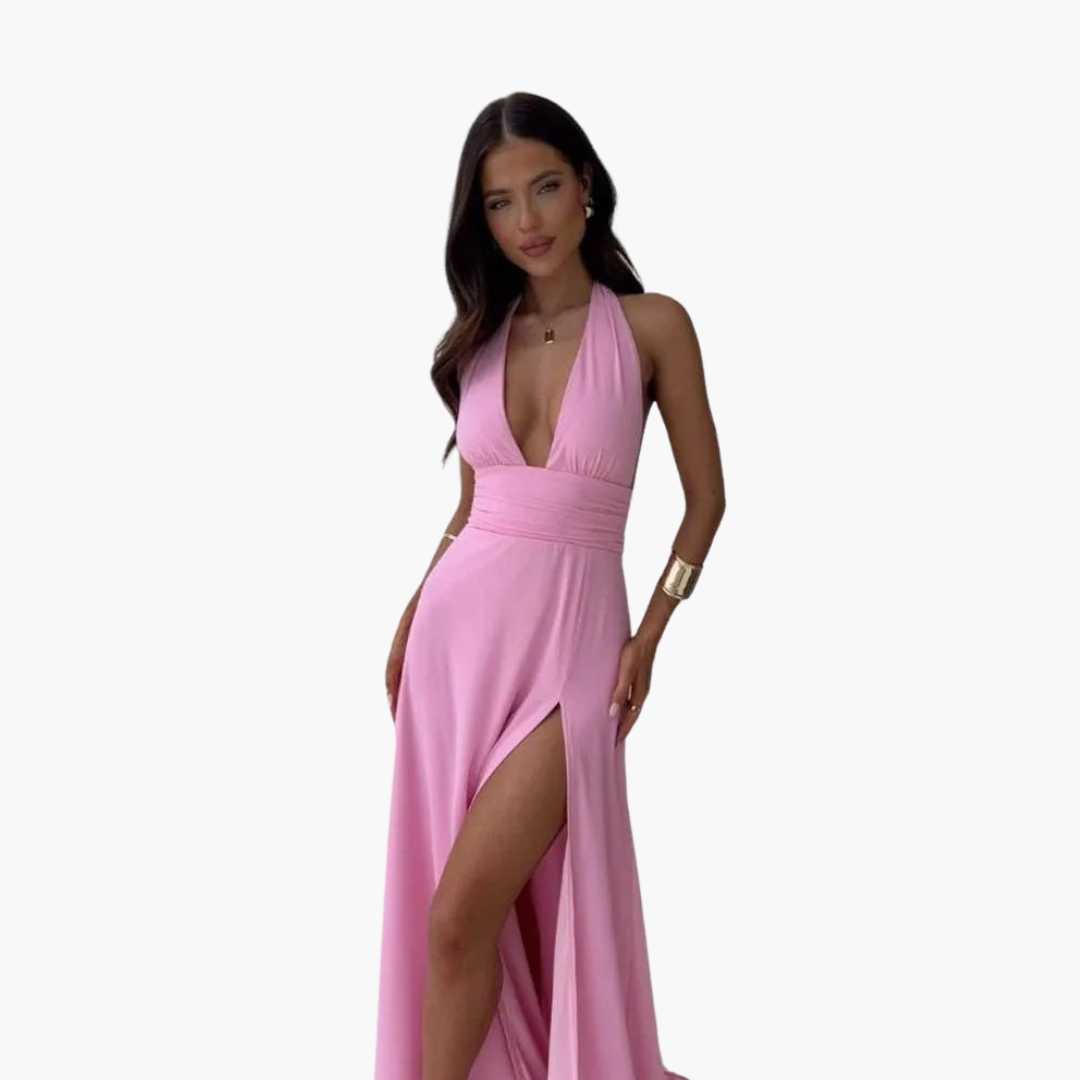 Long Sleeveless Halter Dress for Women - Olytrend