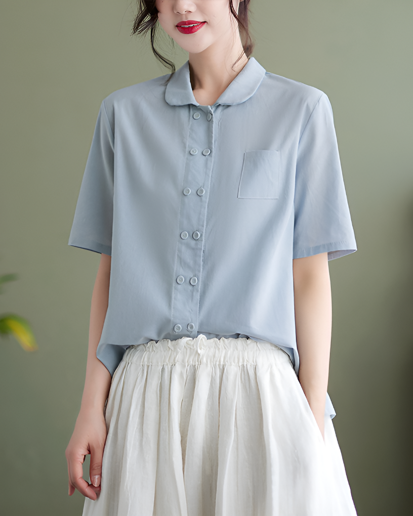 Casual Loose Fit Cotton Shirt for Women - Olytrend