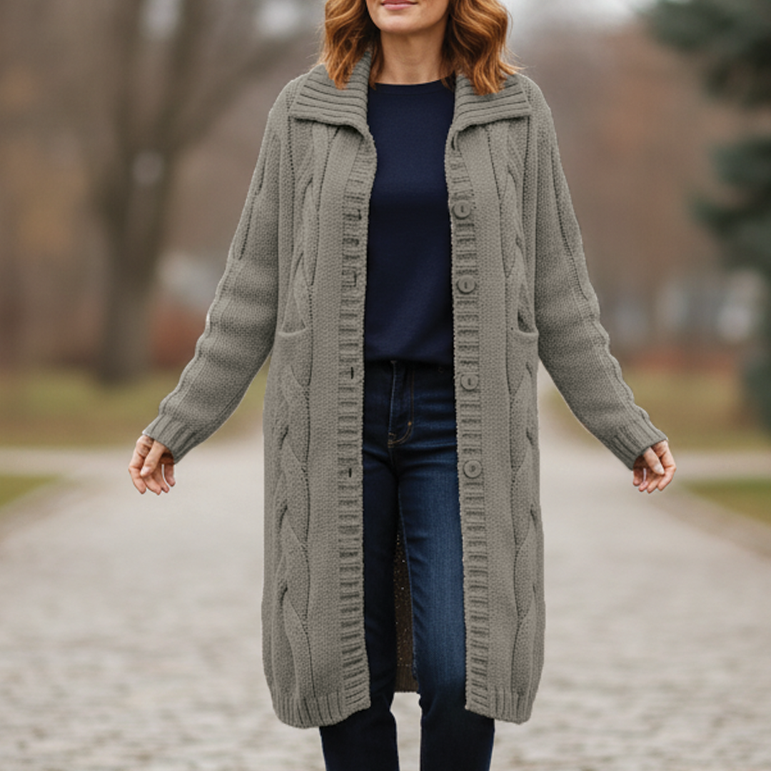 Warm Cable Knit Winter Coat