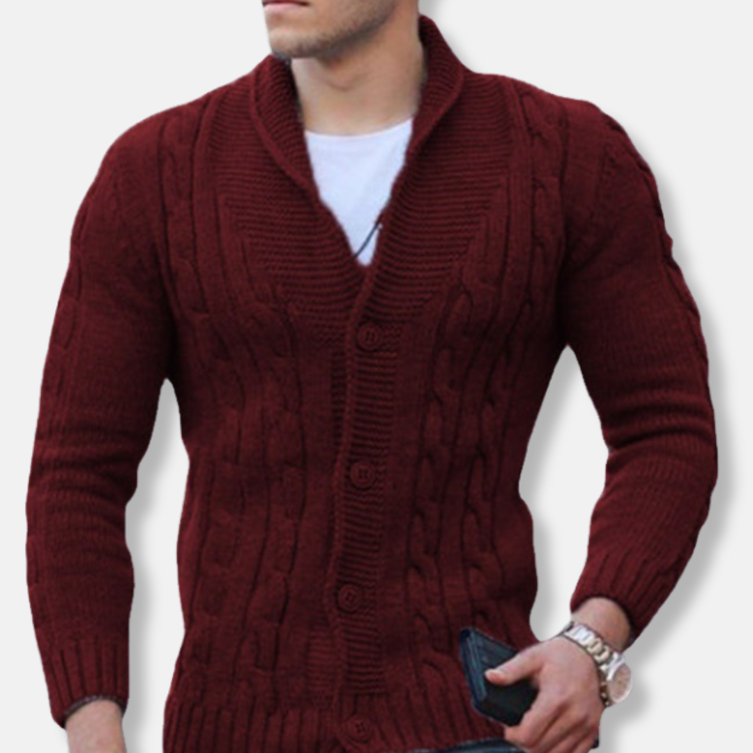 Cozy Men's Crew Neck Long Sleeve Cardigan Sweater - Nocini
