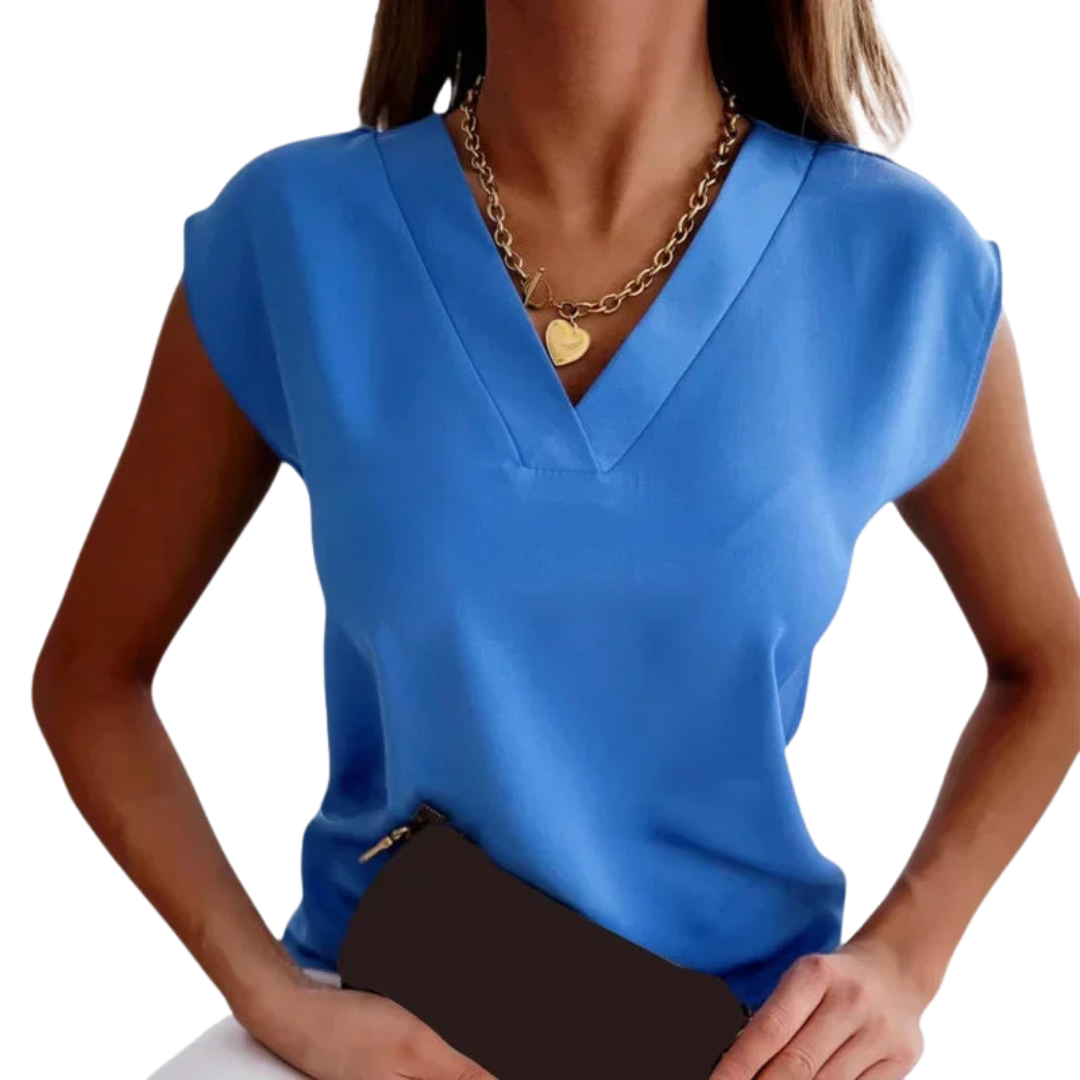 Breathable Casual V-Neck Top for Women - Olytrend