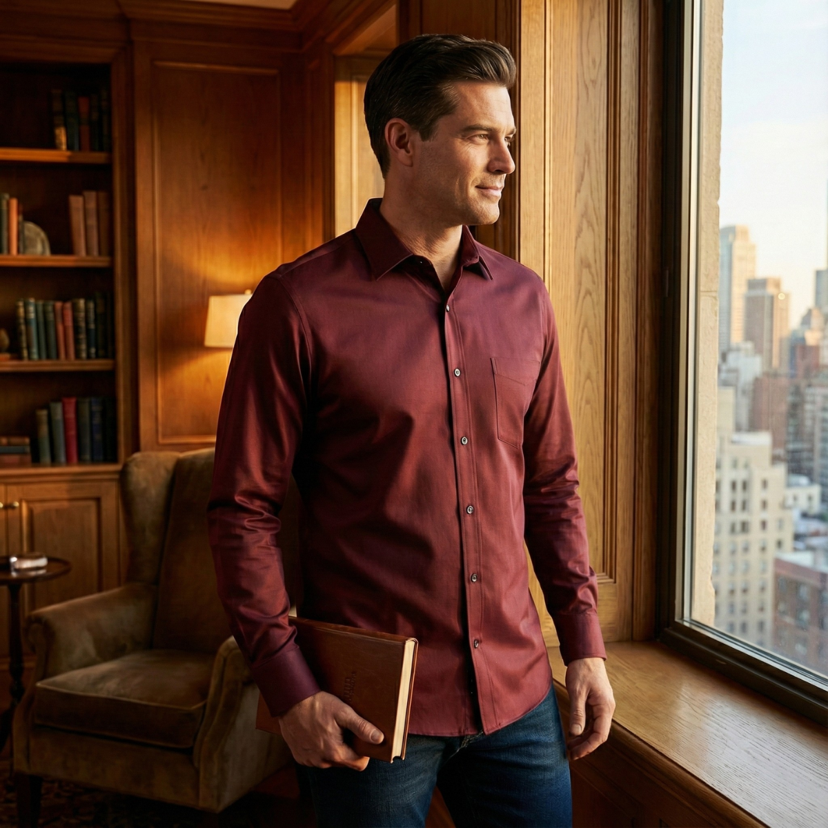 Luxury Silk Blend Men's Dress Shirt