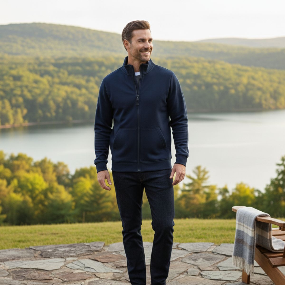 Relaxed Fit Men's Zipper Cotton Bomber Jacket