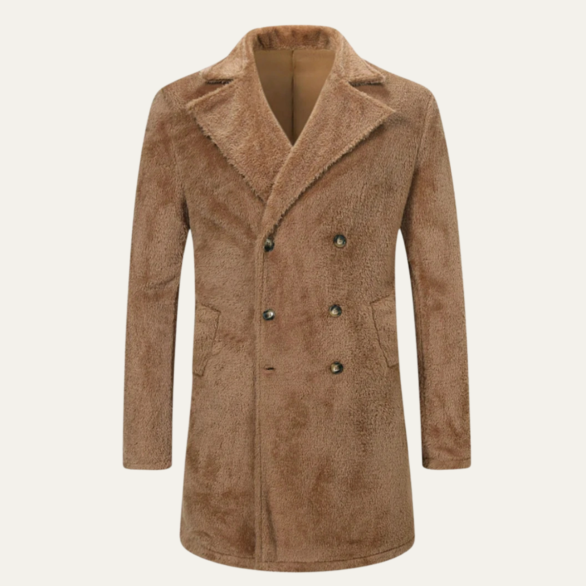 Thick Men's Chocolate Brown Fleece Winter Overcoat - Nocini