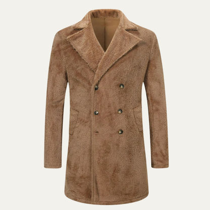 Thick Men's Chocolate Brown Fleece Winter Overcoat - Nocini