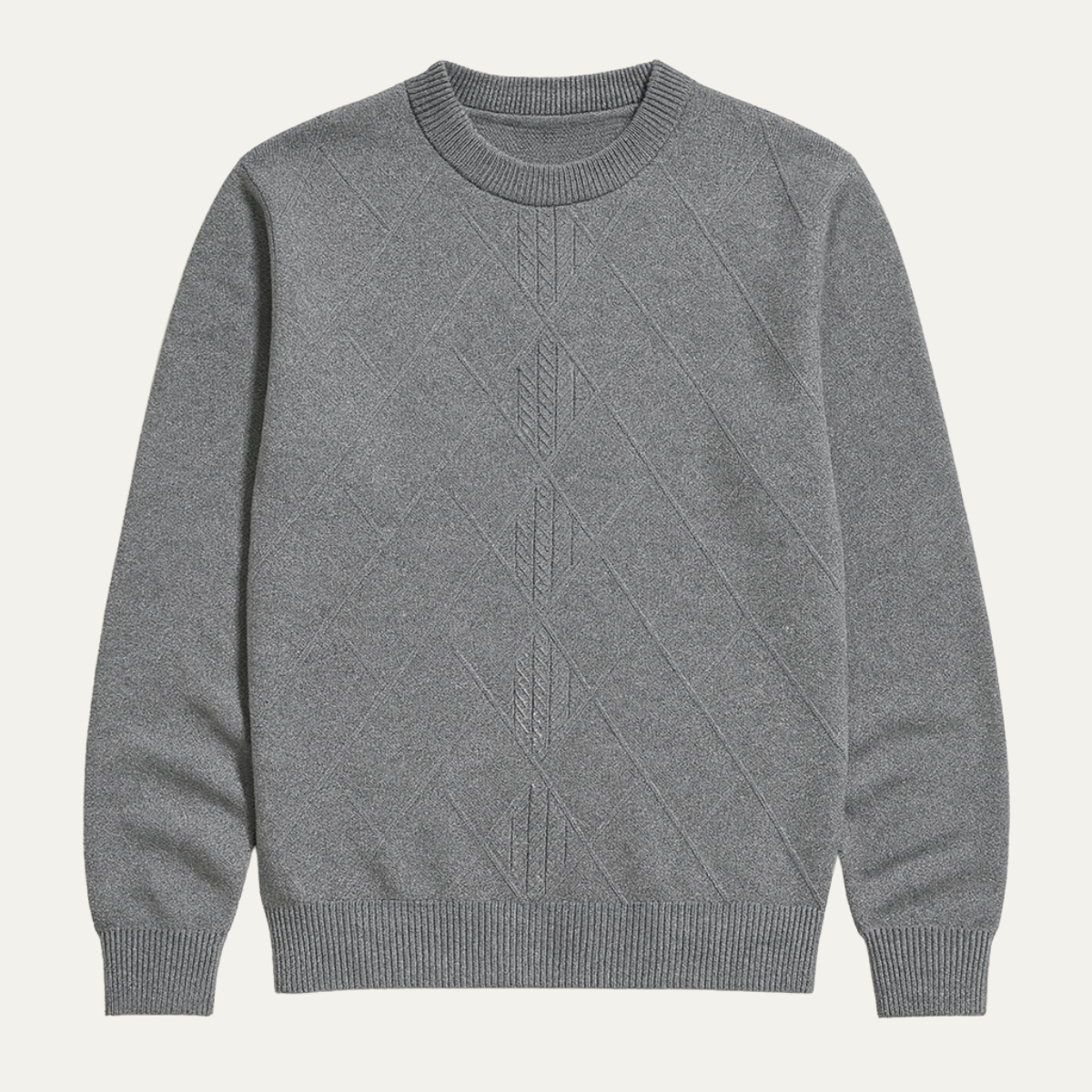 Cozy Men's Diamond Pattern Crew Neck Sweater - Nocini