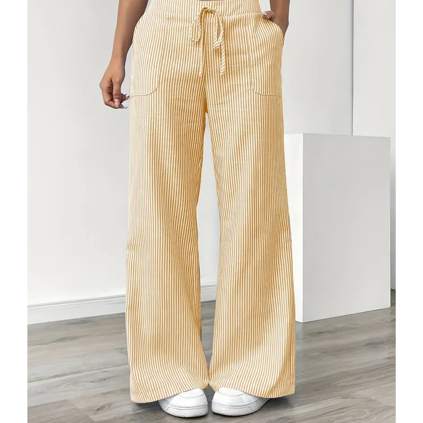Comfortable Stripe Pants With Side Pockets - Olytrend