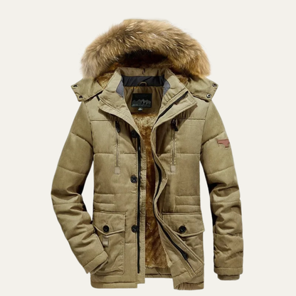 Insulated Water Resistant Men's Fleece Hooded Coat - Nocini