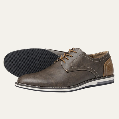 Classic Brown Leather Lace Up Sneakers - Nocini