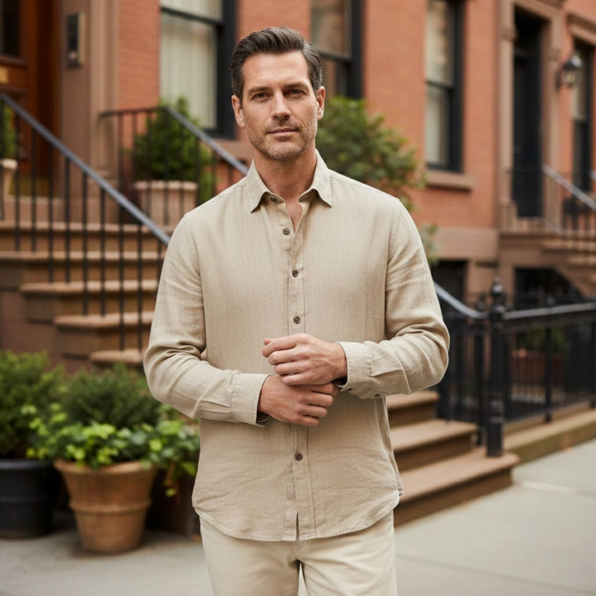 Classic Men's Relaxed Fit Linen Shirt