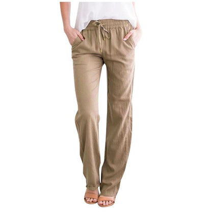 Casual Linen Loose Fit Drawstring Pants