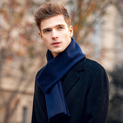 Luxury Men's Navy Blue Wool Scarf