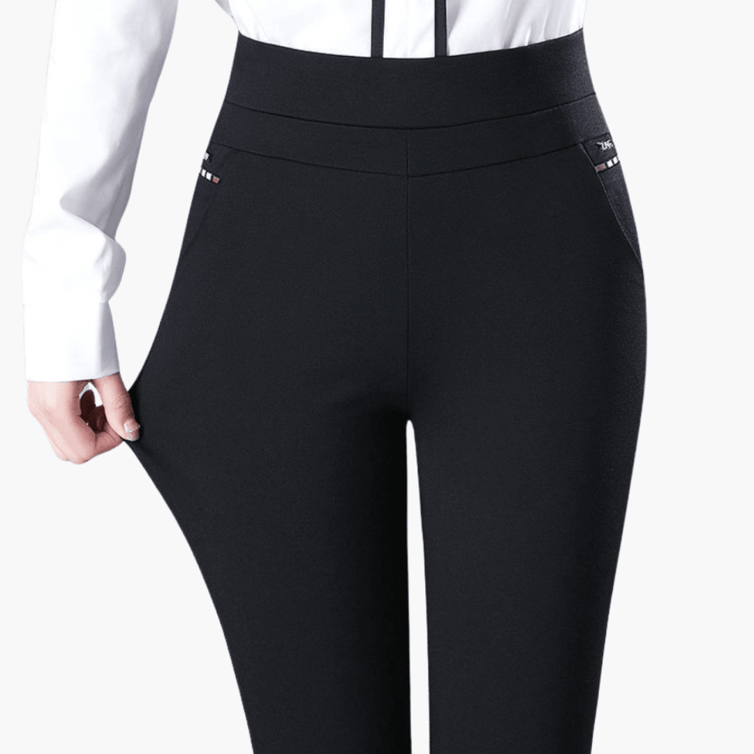 Classic Fit Women's High Waist Trousers for Work - Olytrend