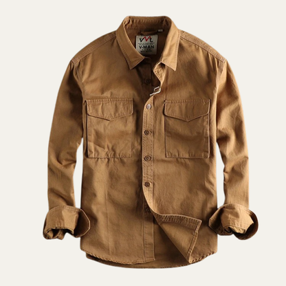 Reliable Men's Cotton Work Shirt with Pocket Storage - Nocini