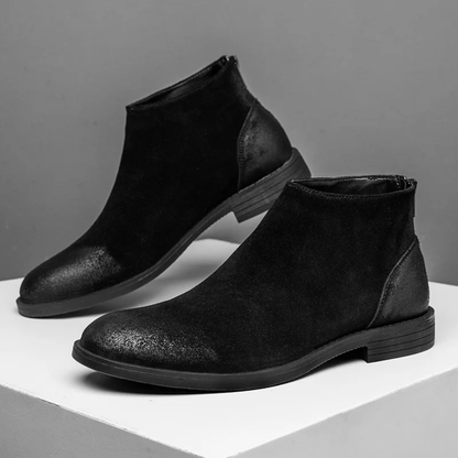 Classic Men's Suede Chelsea Ankle Boots with Zip