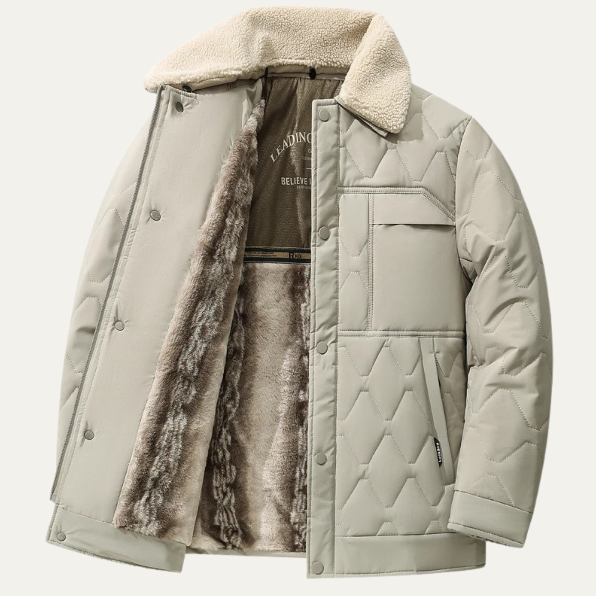 Warm Quilted Mens Winter Parka Coat with Faux Fur Hood - Nocini