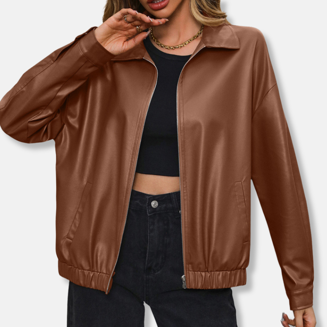 Casual Short Women's Leather Biker Jacket