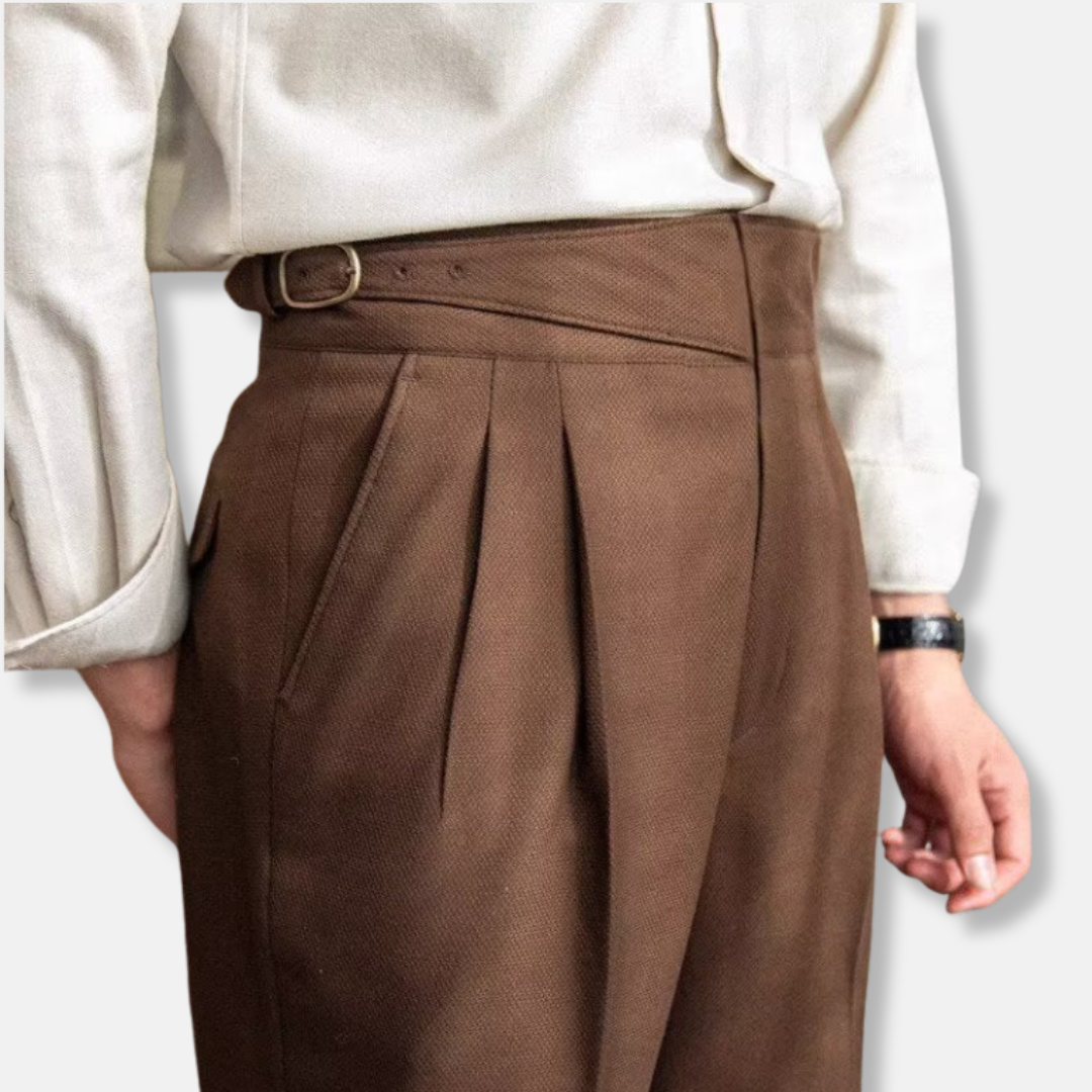 Classic Fit High Waisted Wool Trousers