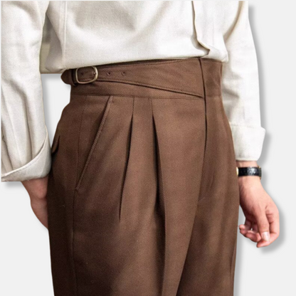 Classic Fit High Waisted Wool Trousers