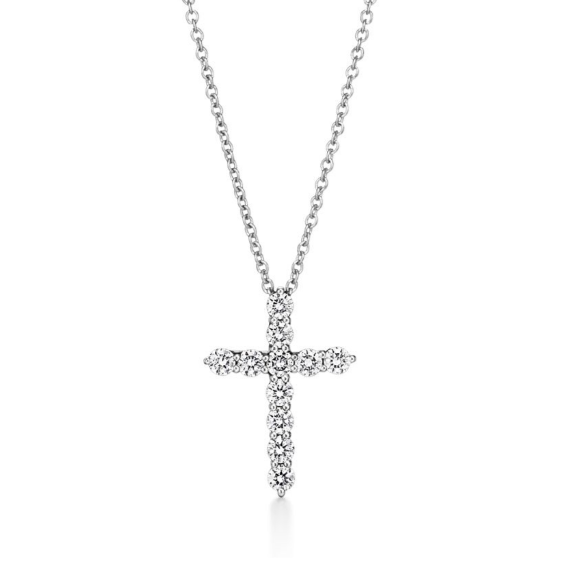 Elegant Silver Cross Necklace, 18K White Gold Finish - Pexav