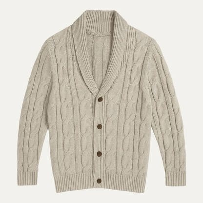 Warm Men's Cable Knit Patterned Cardigan Sweater - Nocini