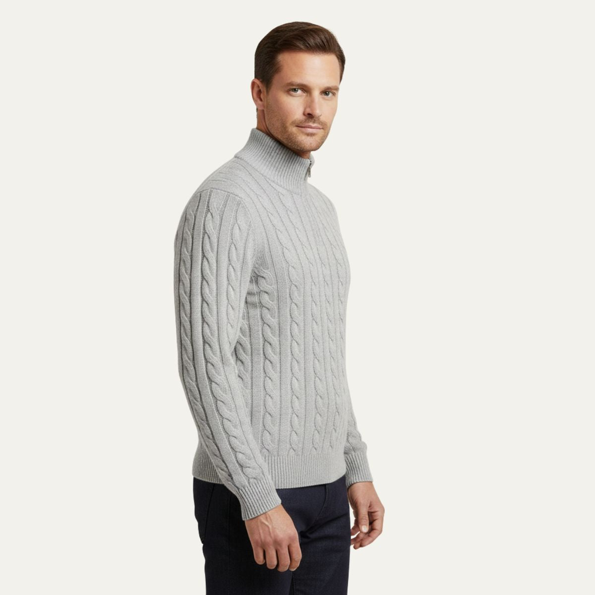 Luxury Merino Wool Men's Half Zip Sweater