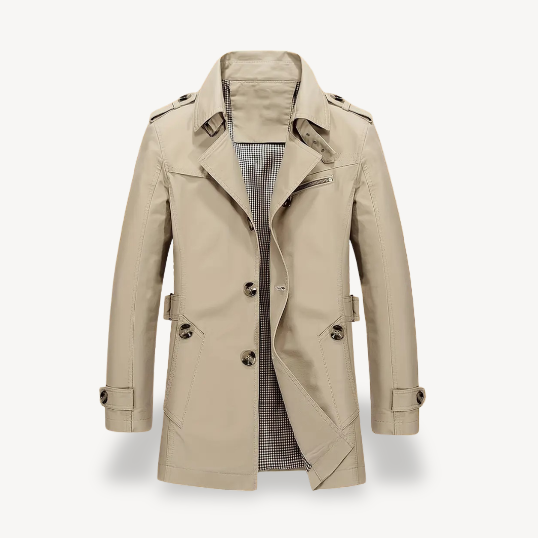 Classic Double Breasted Mens Trench Coat