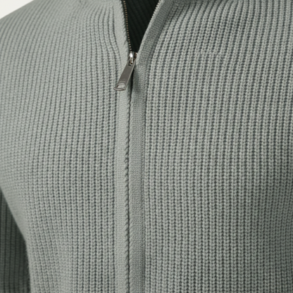 Men's Fashionable Crew Neck Zip Knit Sweater