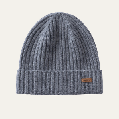 Warm Mens Ribbed Cashmere Winter Hat