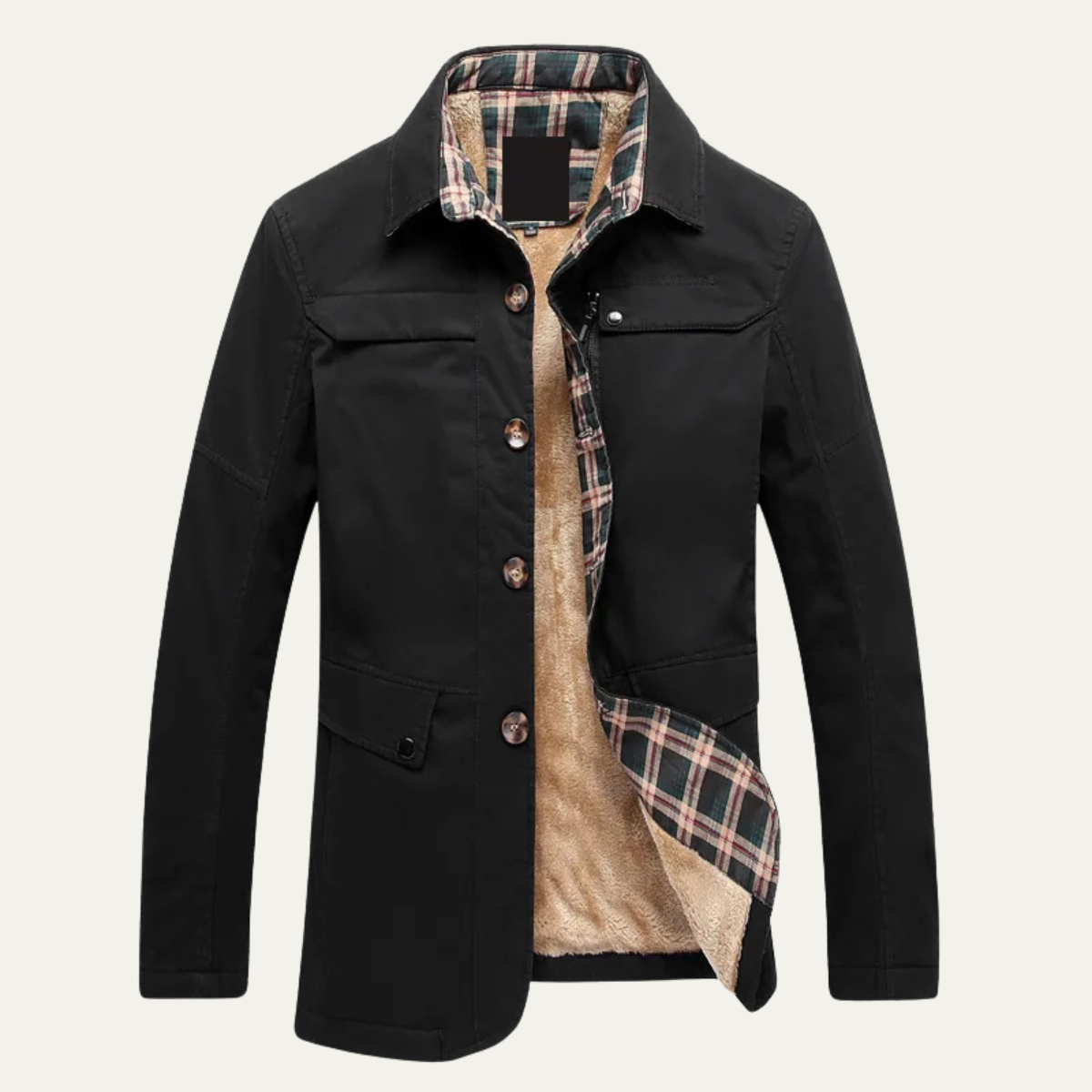 Cozy Mens Plaid Fleece Lined Winter Jacket